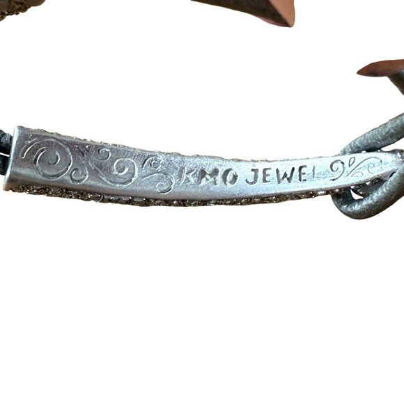 KMO Paris Jewel Silver & Glitter Textured Bangle Bracelet - Picture 4 of 5